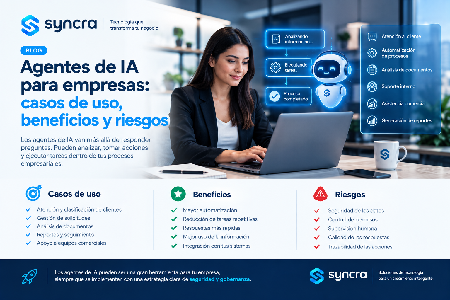 Agentes de IA para empresas: casos de uso, beneficios y riesgos
